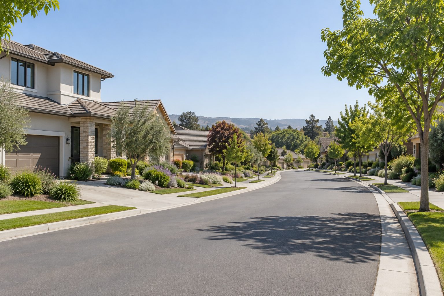 A Silicon Valley area residential street, illustrative